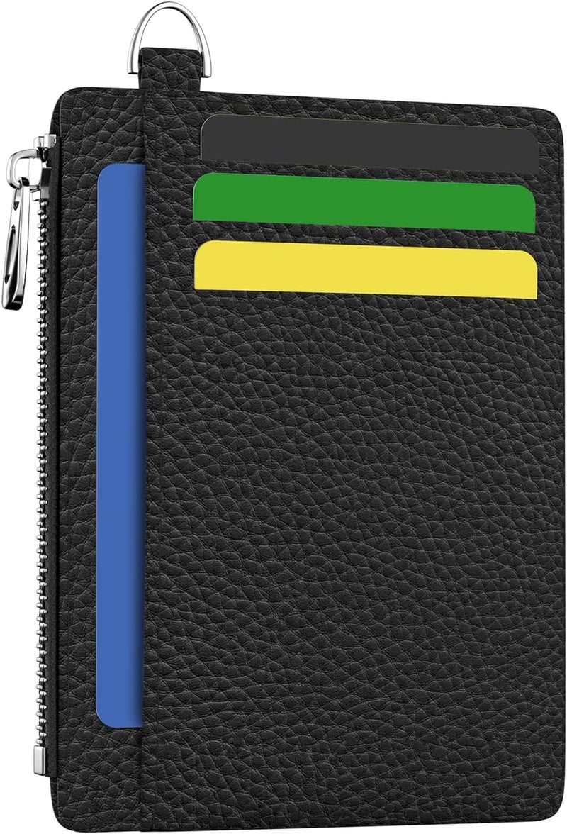 Hancynir Slim Wallet Women Credit Card Holder Black Minimalist RFID Blocking Small Mini Card Case Front Pocket PU Leather Thin Travel Zipper Coin Cash ID Window Ladies Female Wallet Gifts - Image 1